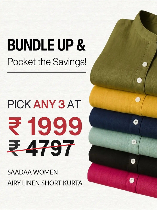 Pick Any 3 Women Airy Linen Short Kurta