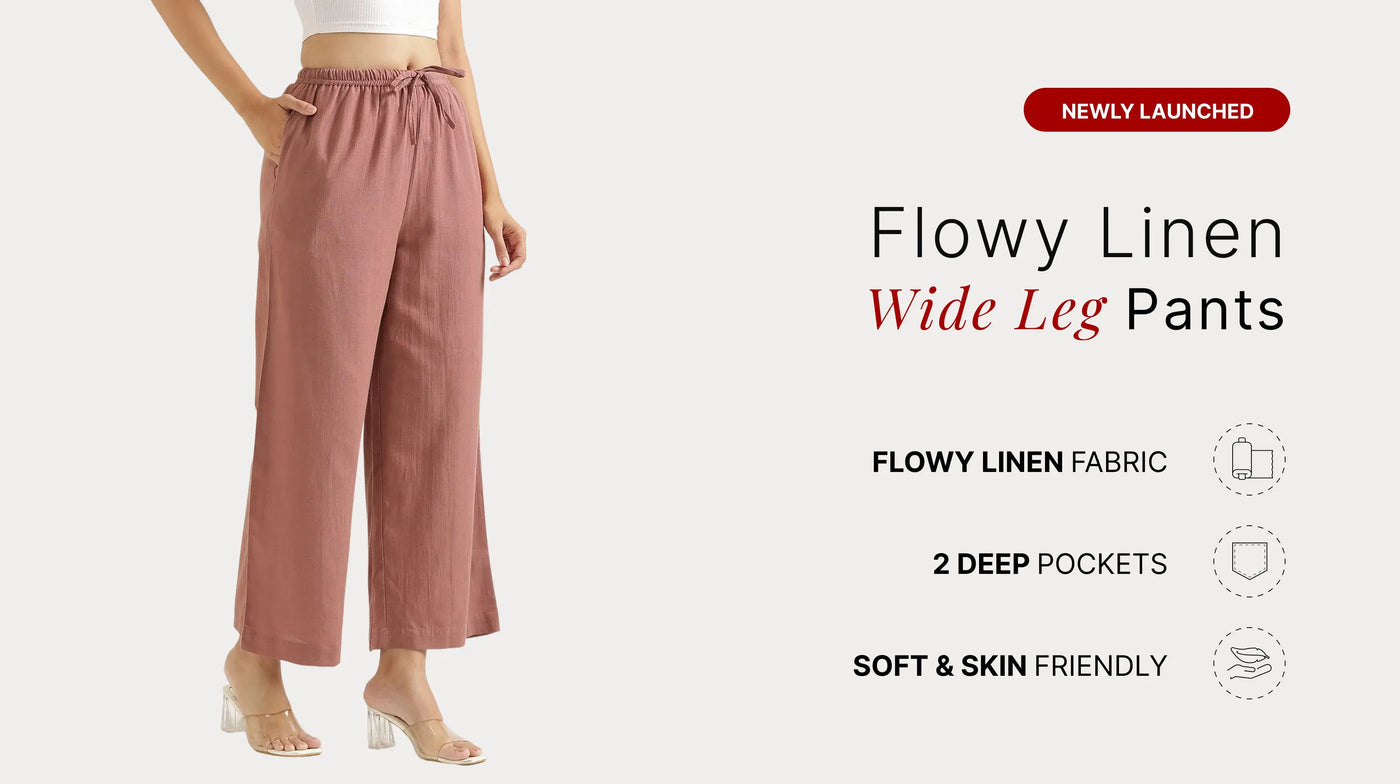 Women Flowy Linen Wide Leg Pant
