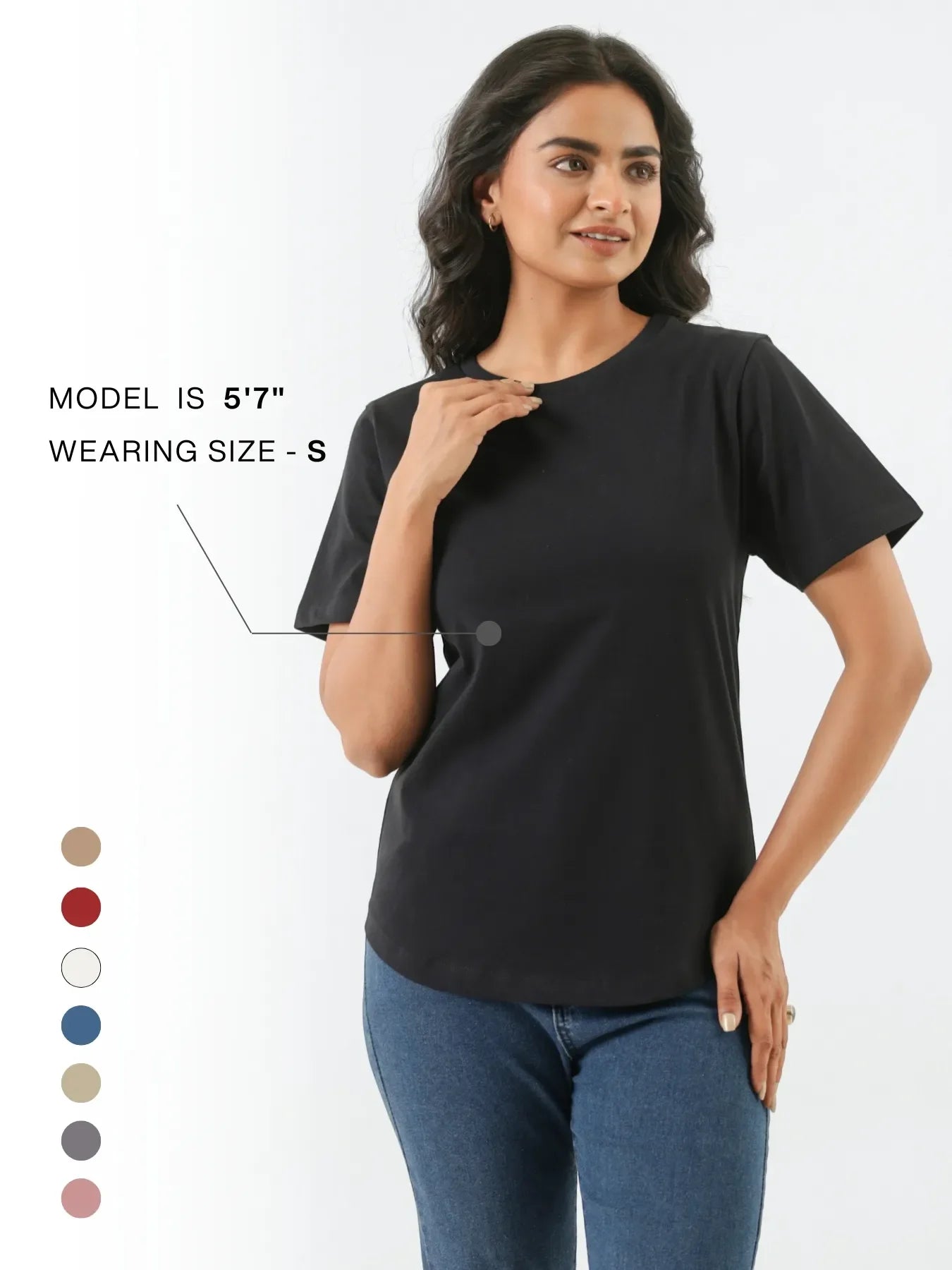 Women Black Round Neck T-shirt
