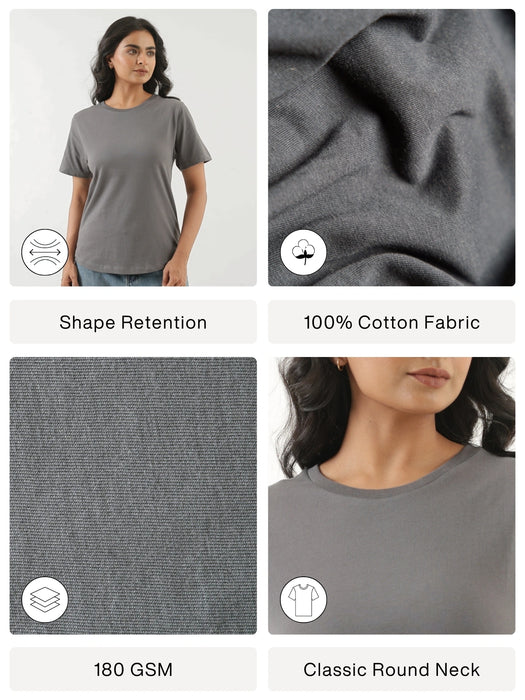 Women German Grey Round Neck T-shirt
