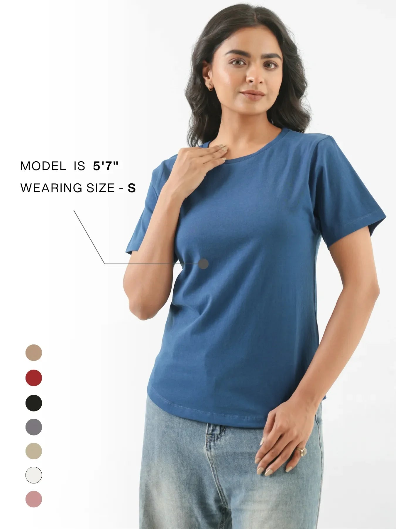 Women Midnight Blue Round Neck T-shirt