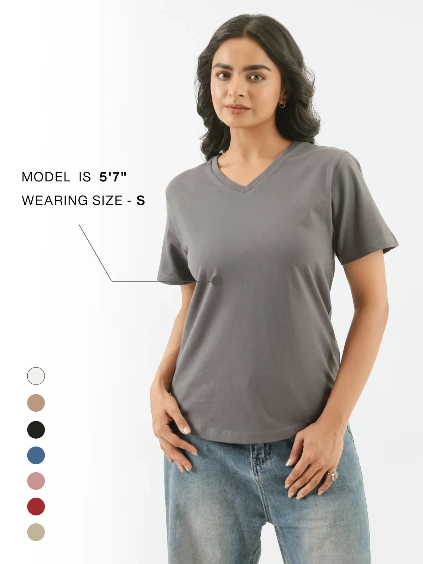 Women German Grey V-neck T-shirt