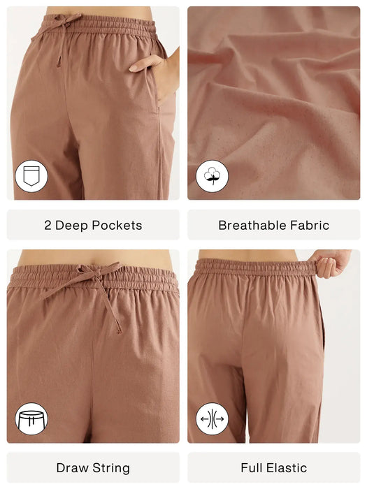 Women Mocha Mousse Cotton Straight Pant