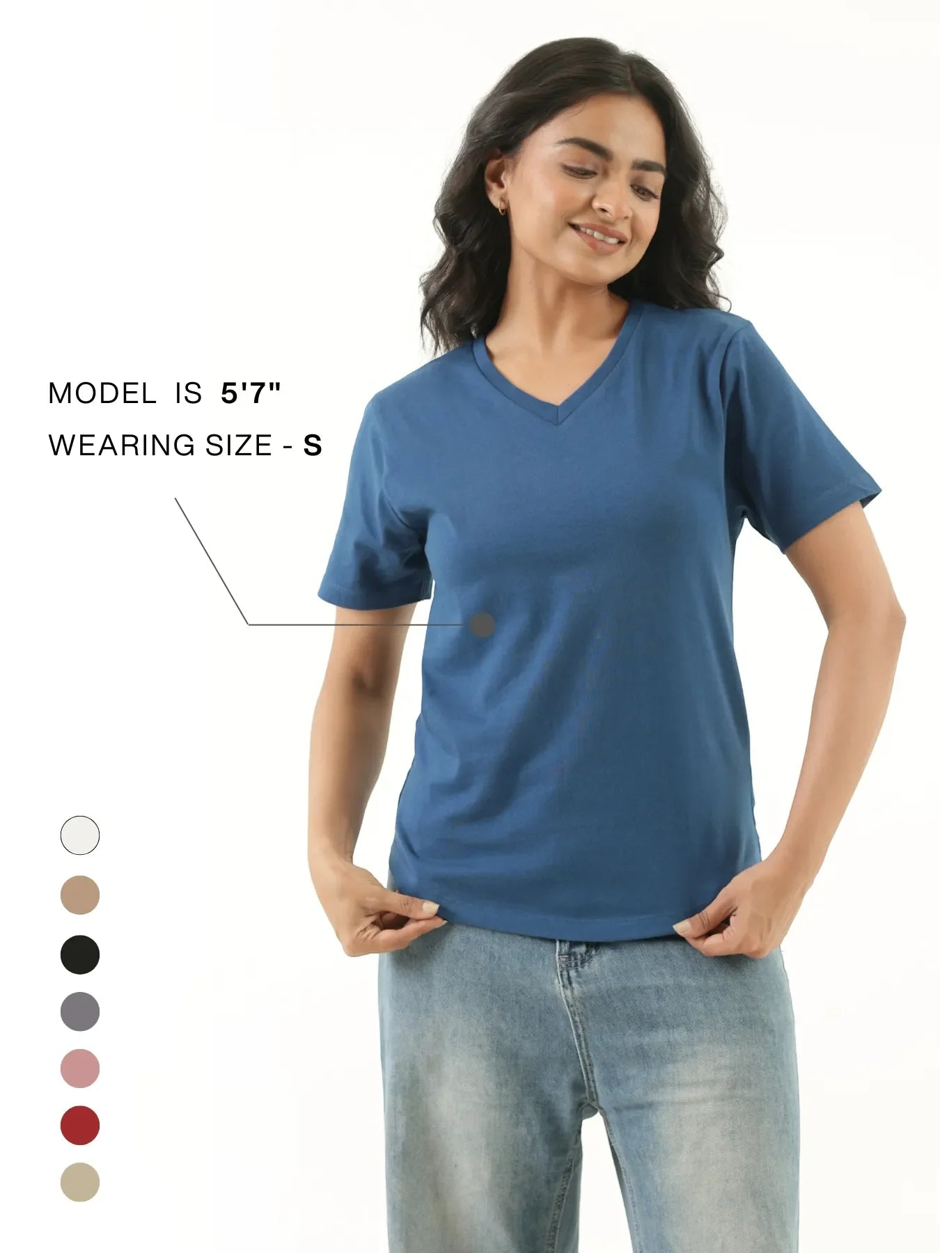 Women Midnight Blue V-neck T-shirt