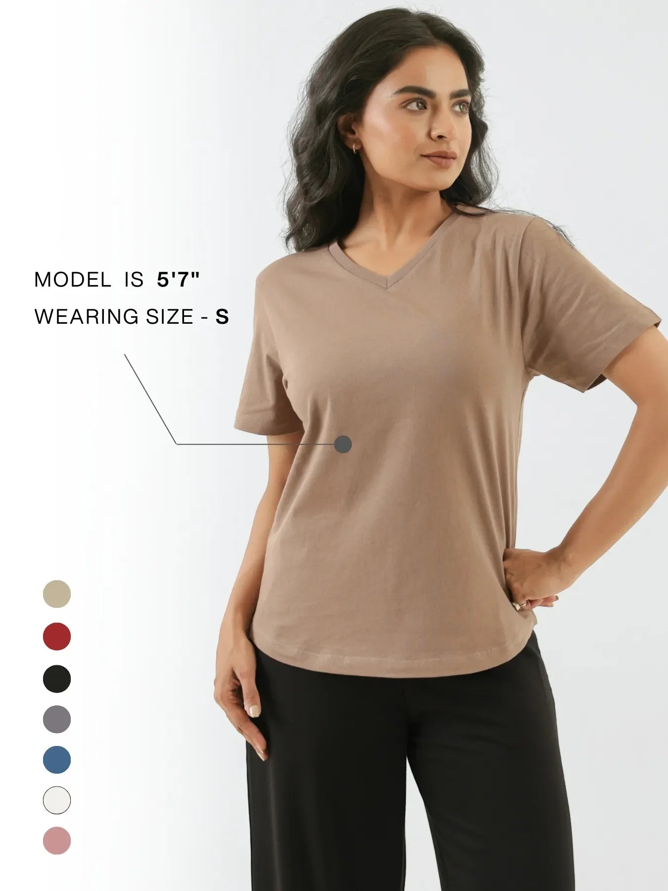 Women Mesa Taupe V-neck T-shirt