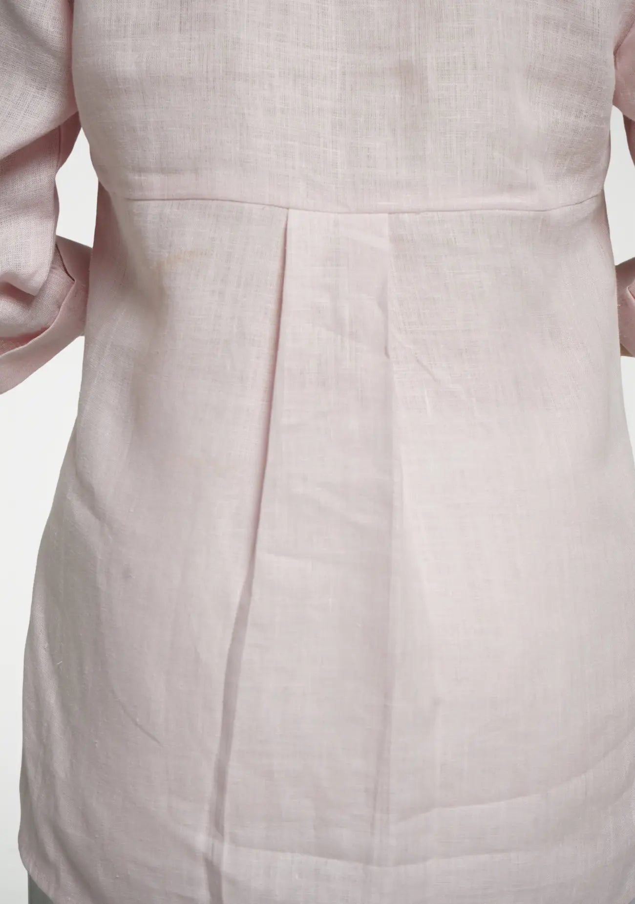 Women Blush Pink Pure Linen Collared Shirt Top