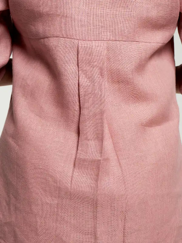 Women Rose Taupe Pure Linen Collared Shirt Top