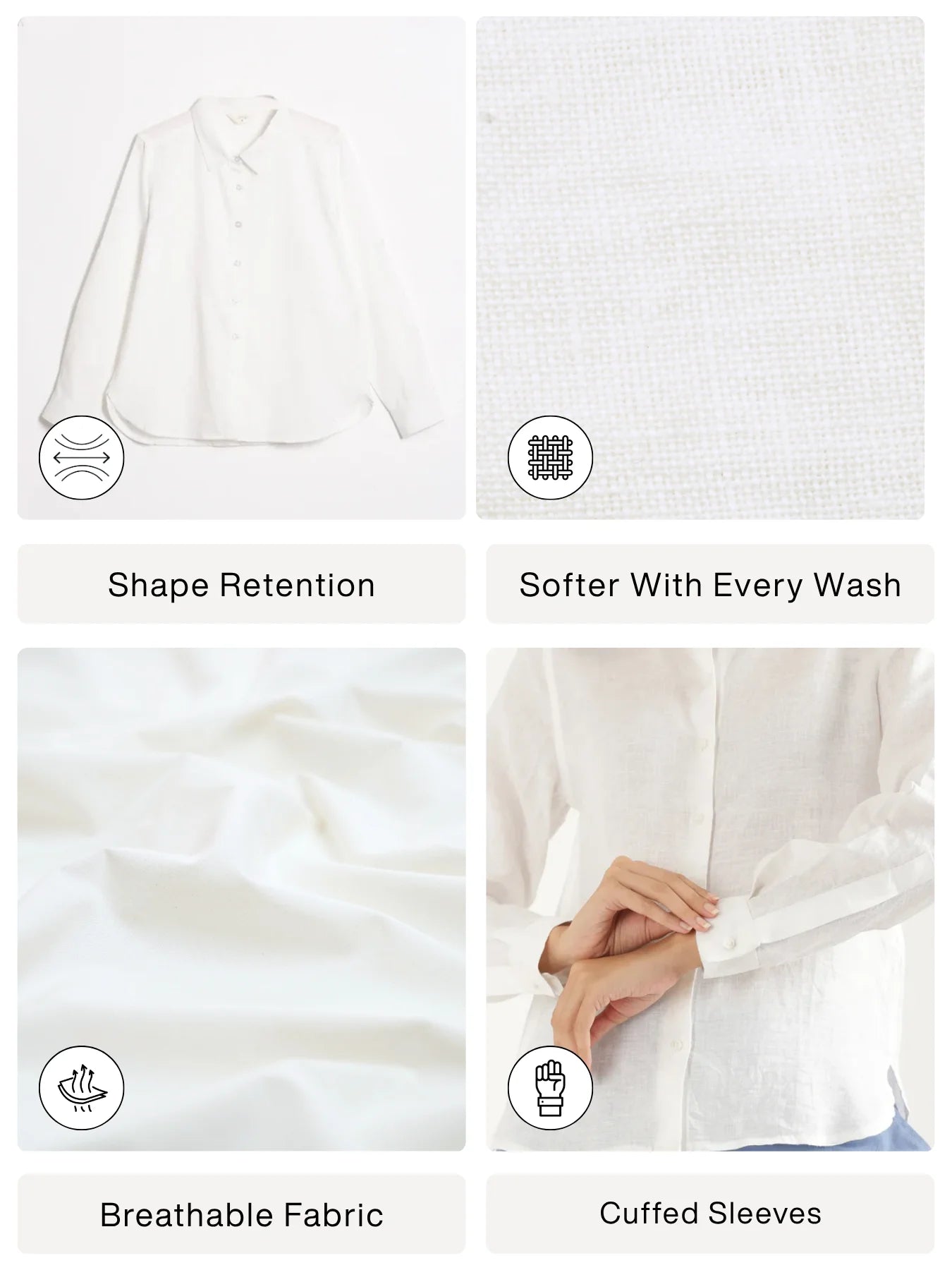 Women White Pure Linen Shirt