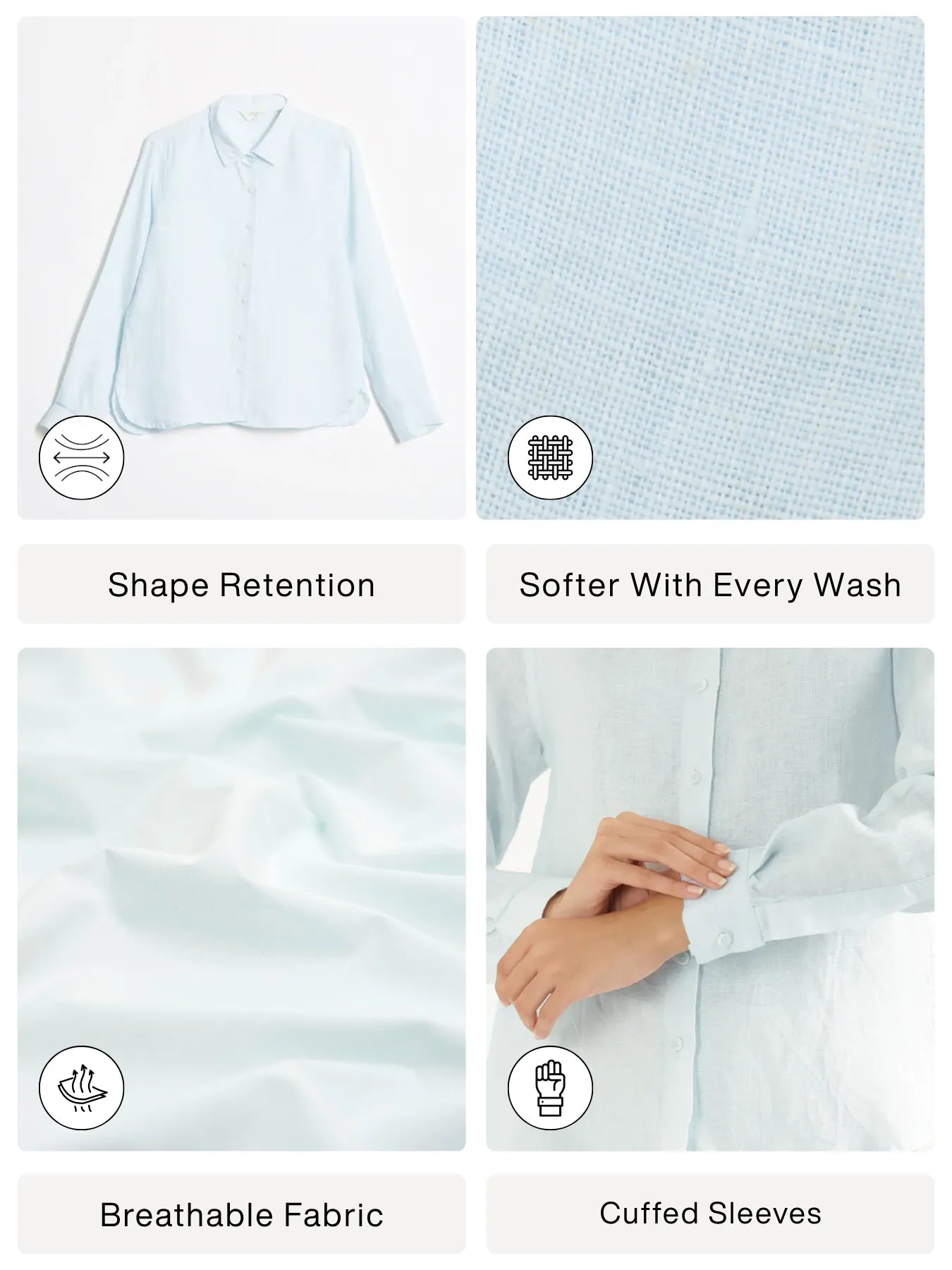 Women Light Blue Pure Linen Shirt