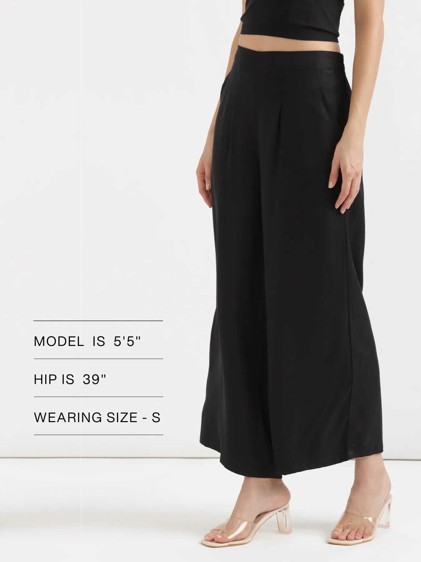Women Black Viscose Palazzo Pant