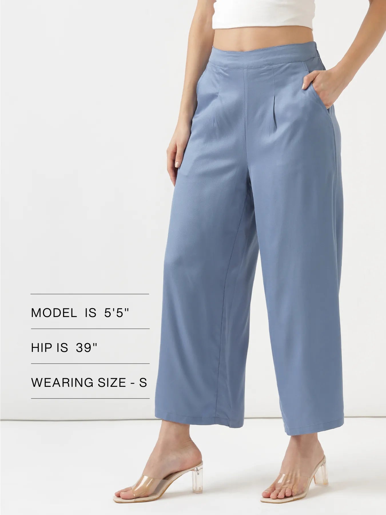 Women English Blue Viscose Palazzo Pant