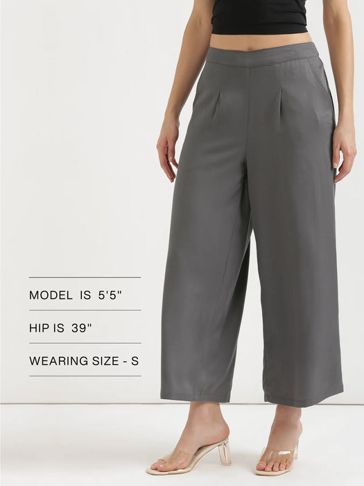 Women Grey Viscose Palazzo Pant