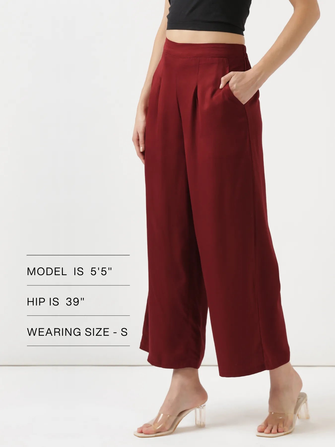 Women Maroon Viscose Palazzo Pant