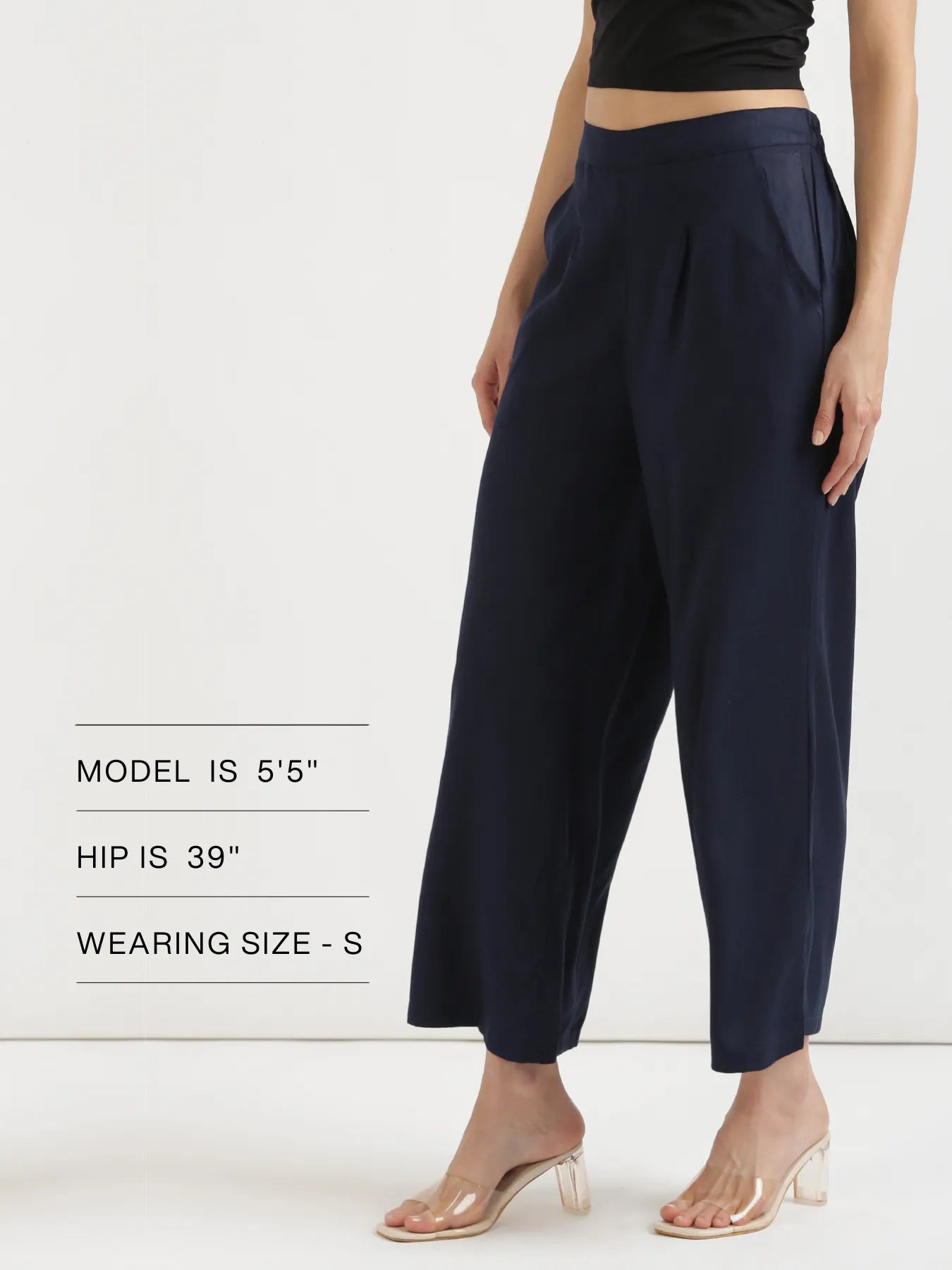 Women Navy Blue Viscose Palazzo Pant