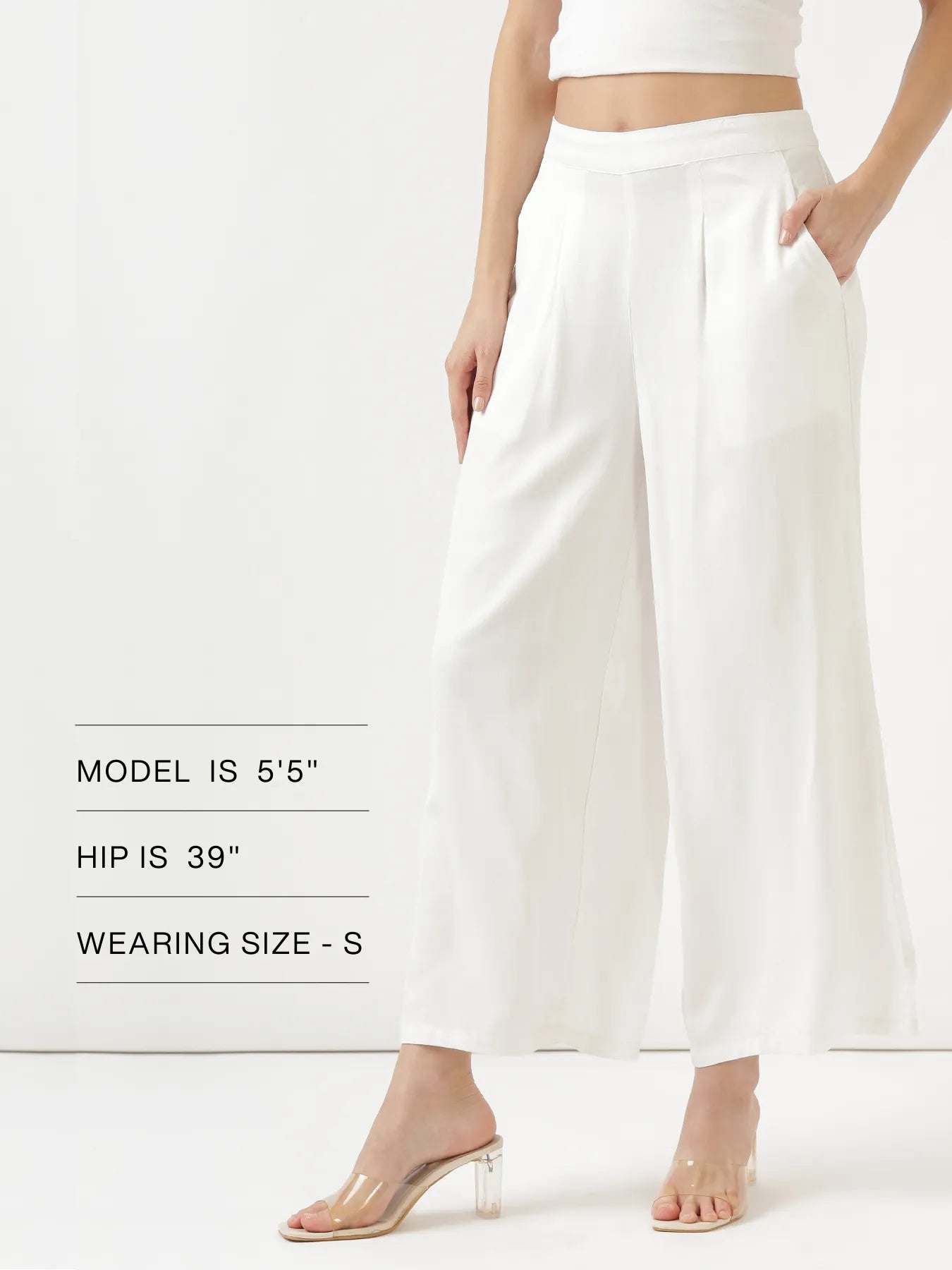 Women White Viscose Palazzo Pant
