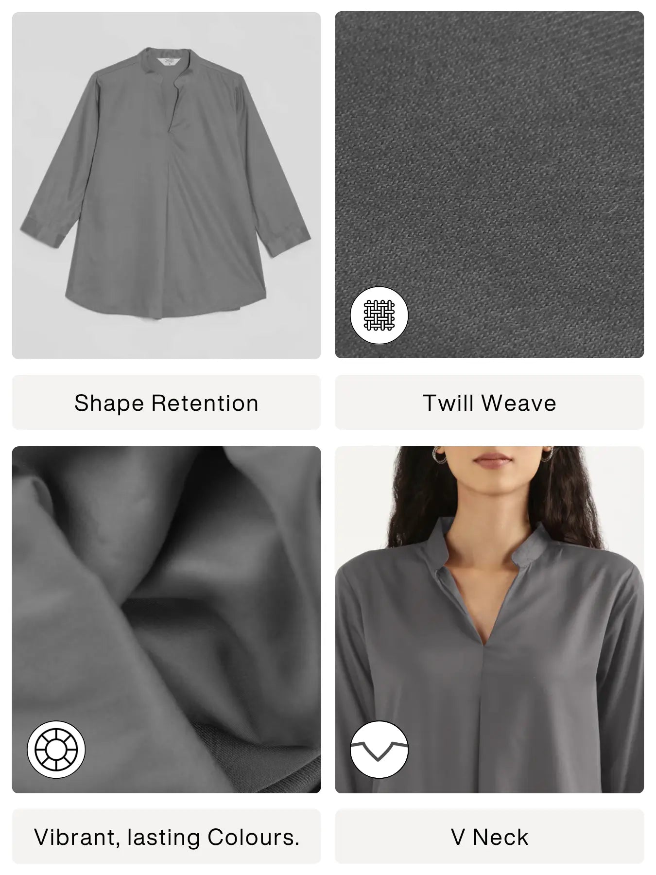 Women Grey Viscose Pleated Top