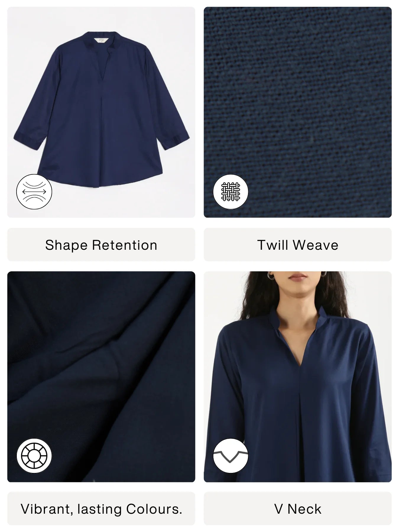 Women Navy Blue Viscose Pleated Top