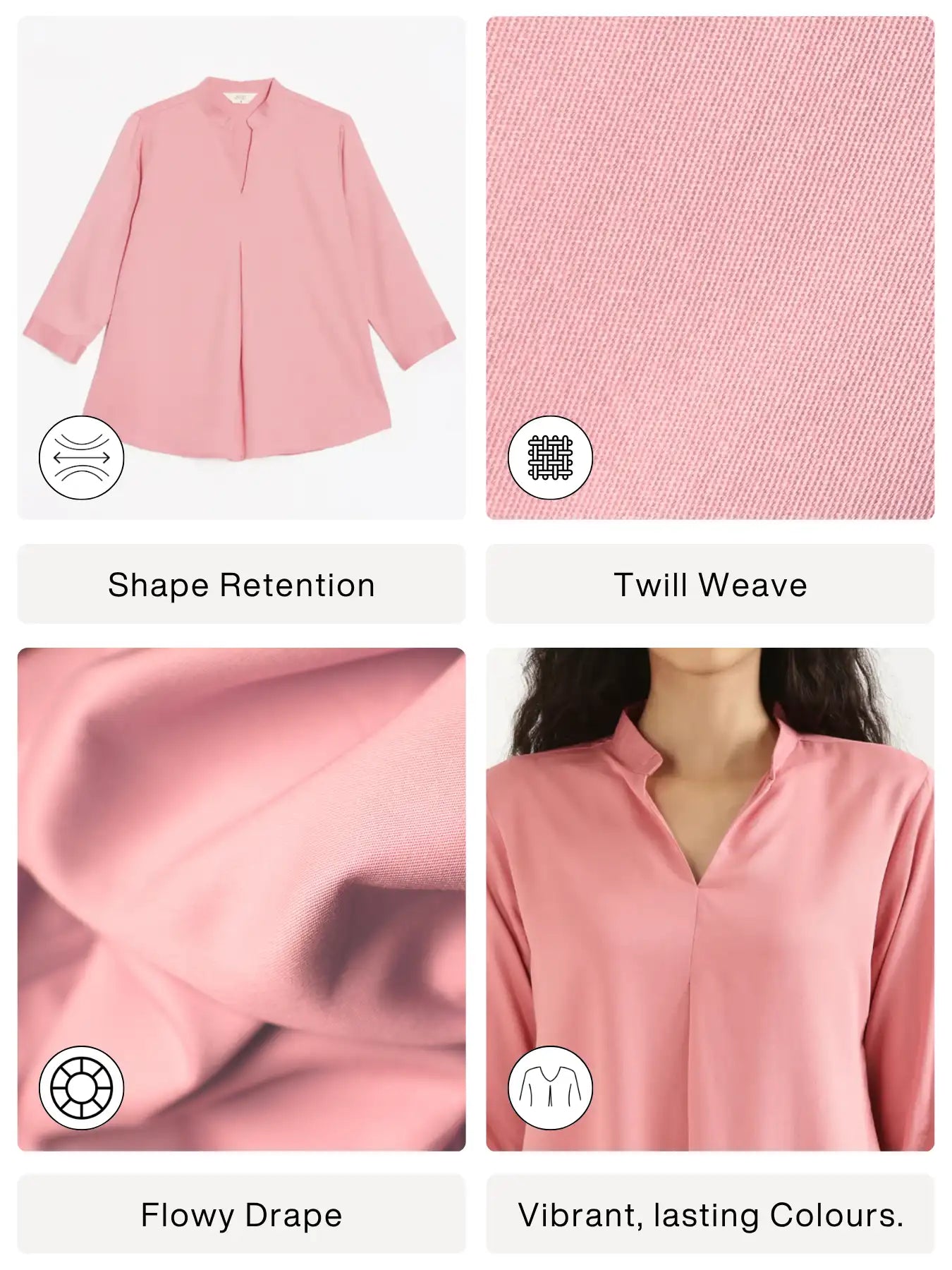 Women Rose Viscose Pleated Top