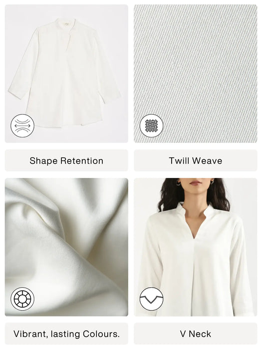 Women White Viscose Pleated Top