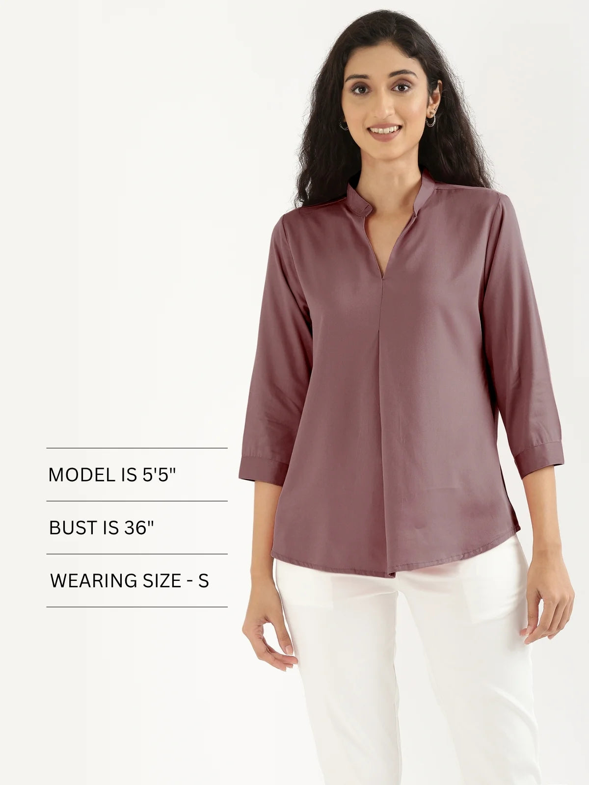Women Rose Taupe Viscose Pleated Top