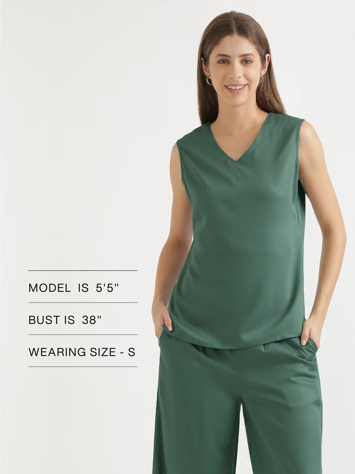 Women Jade V-Neck Sleeveless Top