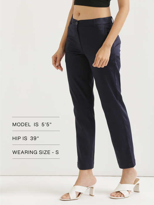 Women Navy Blue Formal Pant