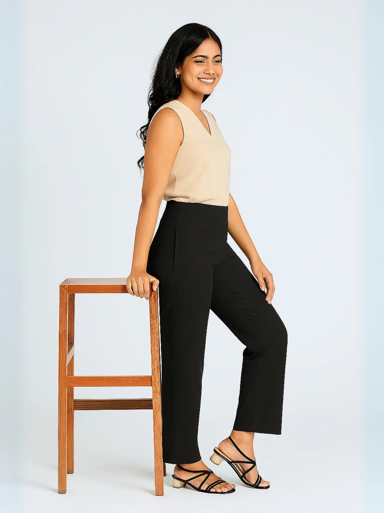 Women Black Straight Fit Formal Pants
