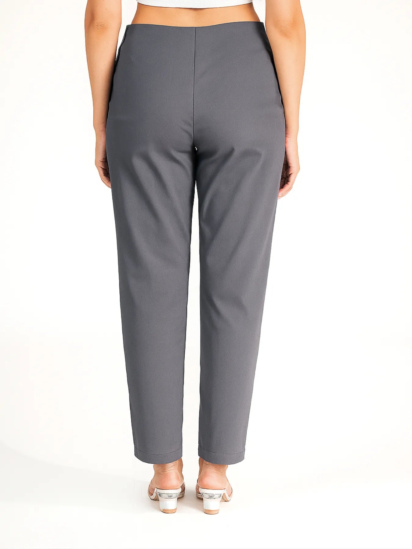 Women German Grey Straight Fit Formal Pants