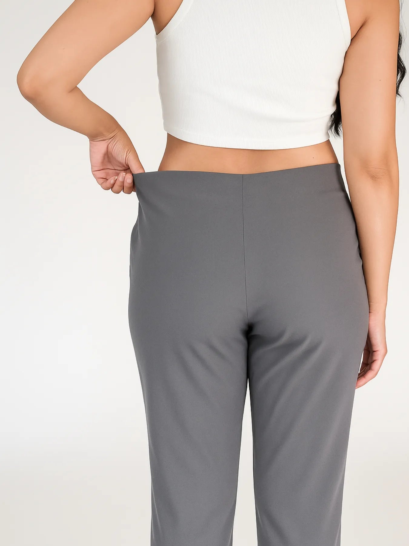 Women German Grey Straight Fit Formal Pants