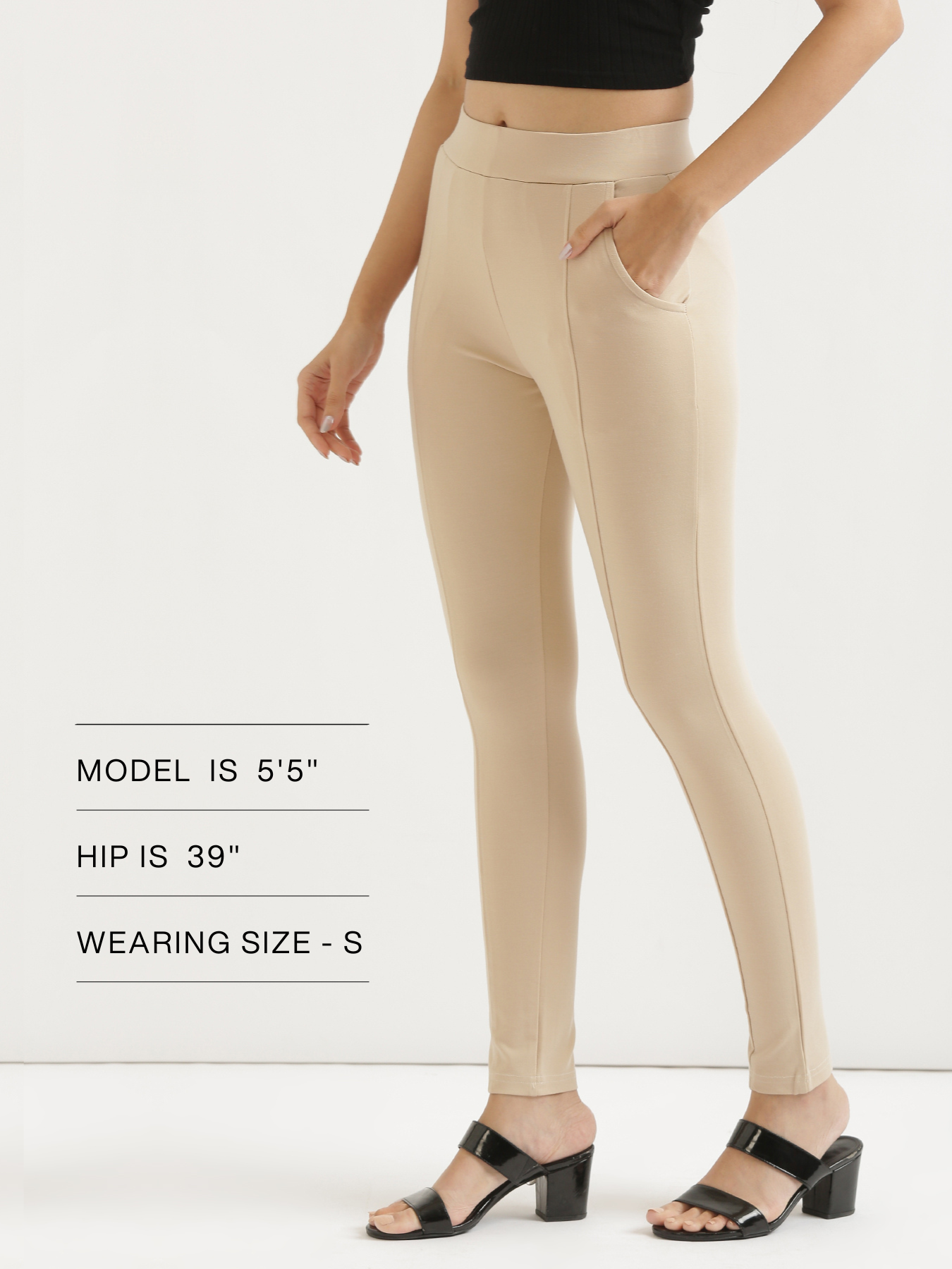 Beige 4-Way Stretchable Pants