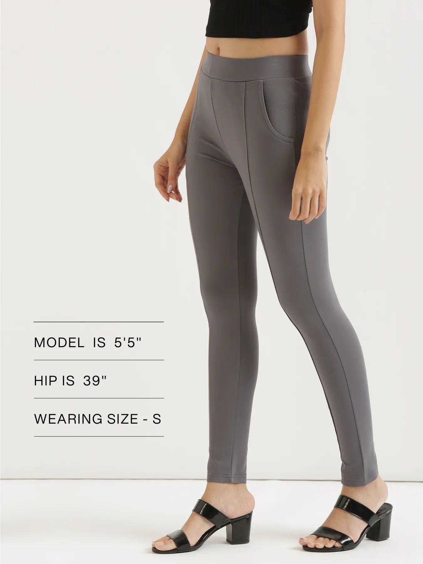 Women Cement Grey 4-Way Stretchable Pants