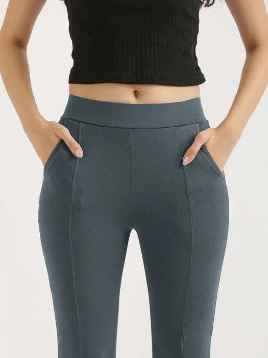 Women Cement Grey 4-Way Stretchable Pants