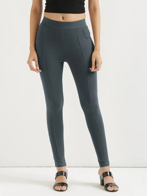 Women Cement Grey 4-Way Stretchable Pants