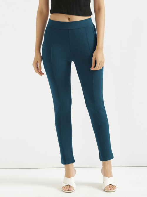 Women Royal Blue 4-Way Stretchable Pants