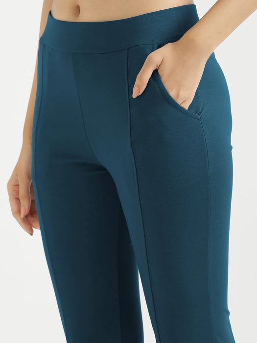 Women Royal Blue 4-Way Stretchable Pants