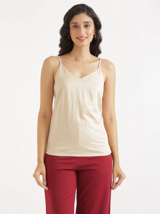 Women Beige Flowy Camisole Top