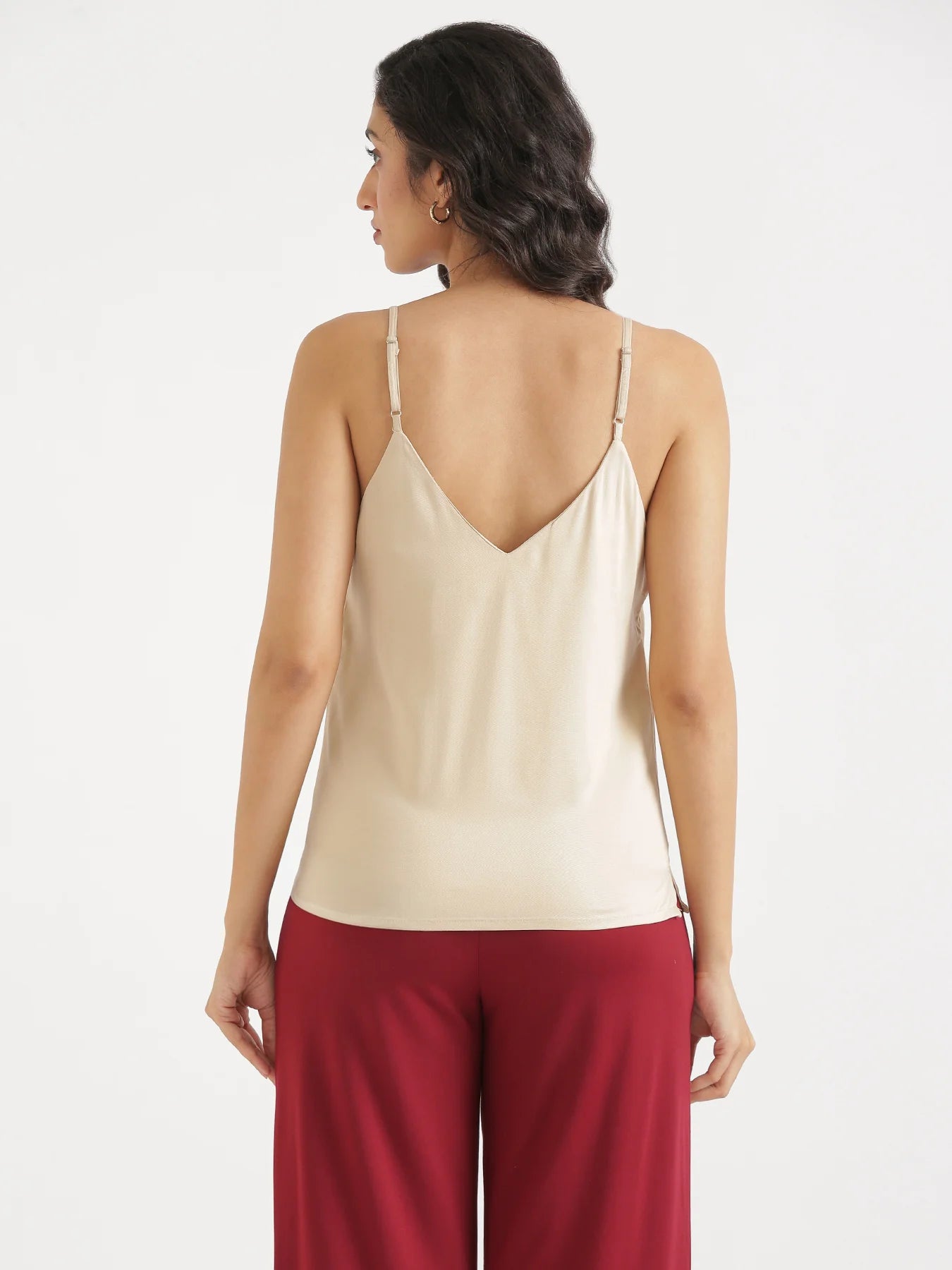 Women Beige Flowy Camisole Top