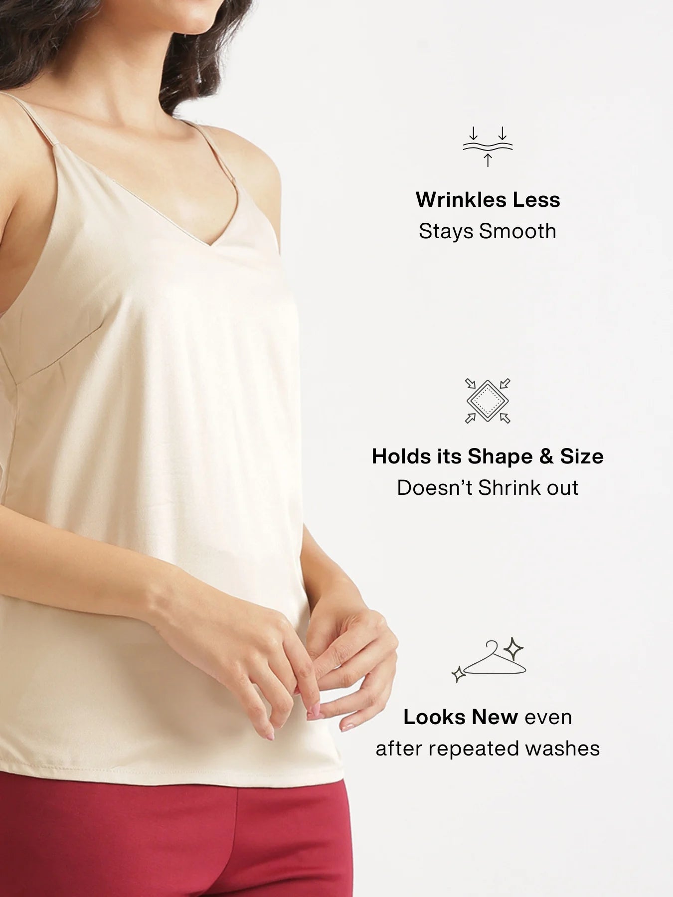 Women Beige Flowy Camisole Top
