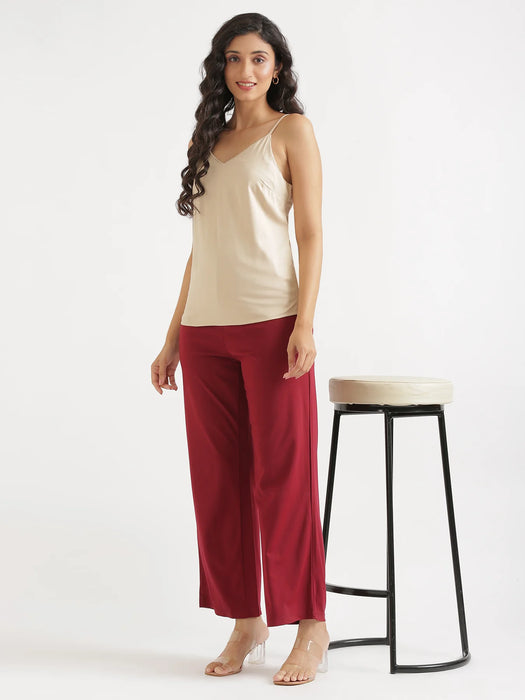 Women Beige Flowy Camisole Top