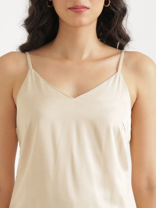Women Beige Flowy Camisole Top
