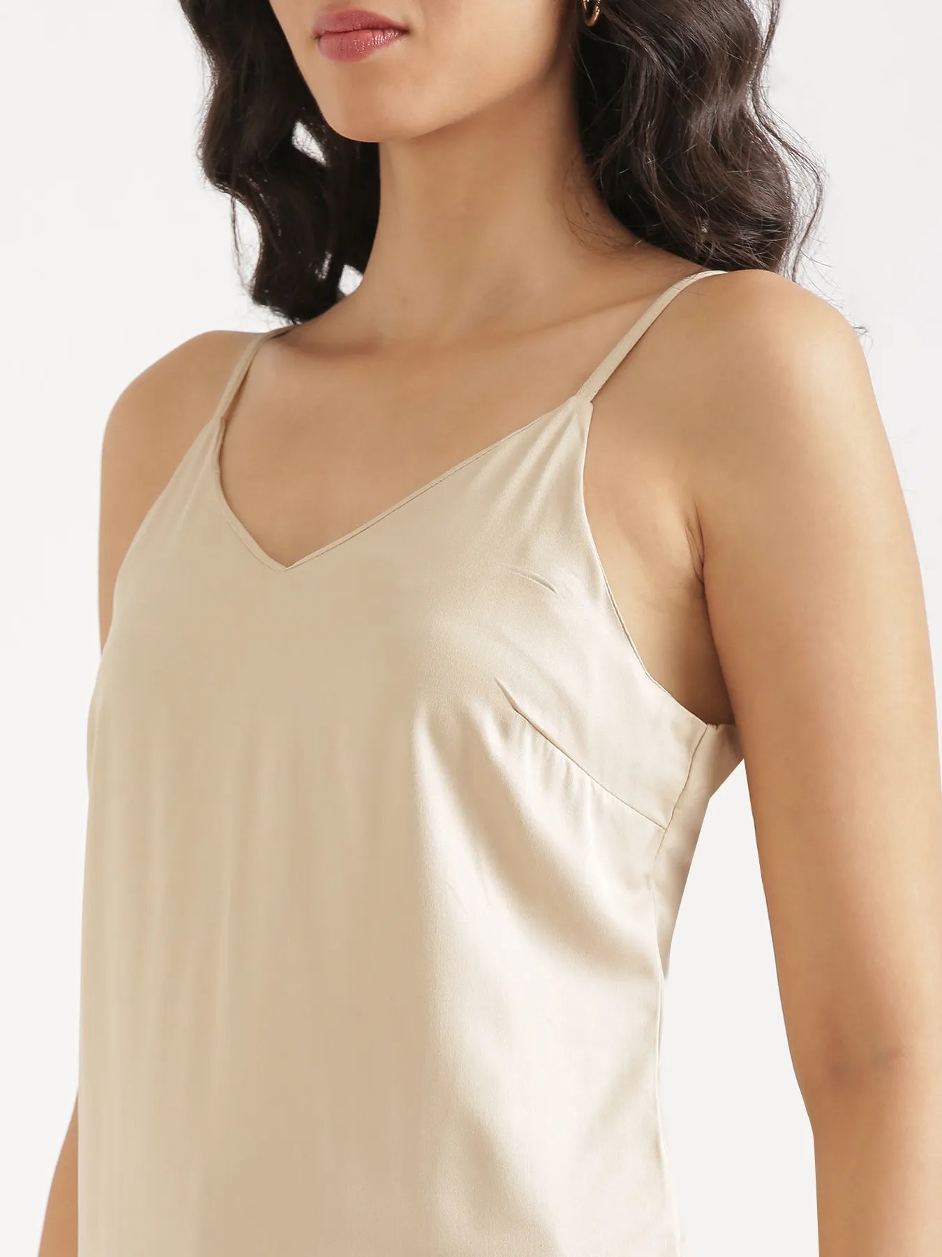 Women Beige Flowy Camisole Top