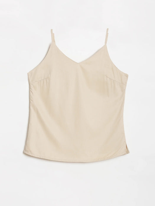 Women Beige Flowy Camisole Top