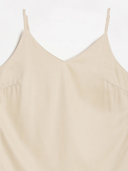 Women Beige Flowy Camisole Top