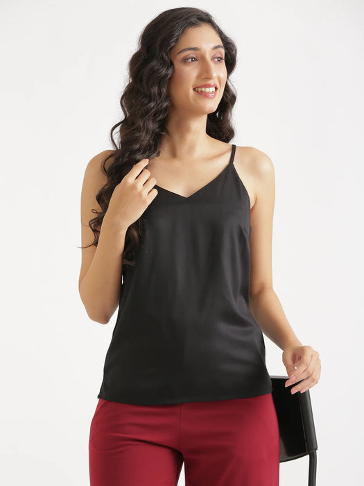 Women Black Flowy Camisole Top
