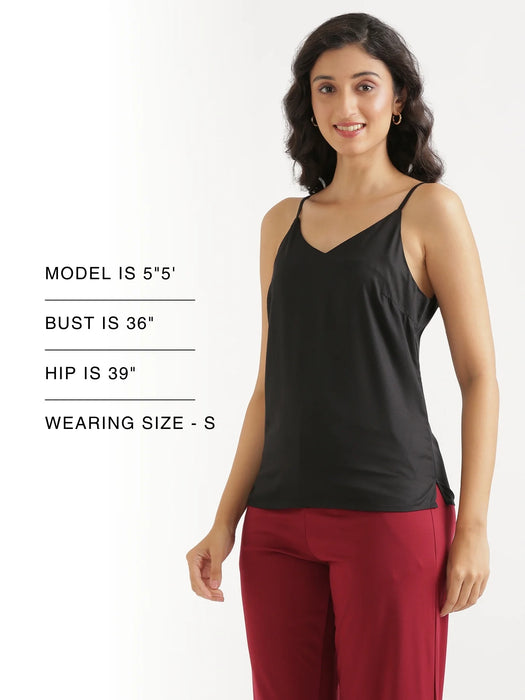 Women Black Flowy Camisole Top