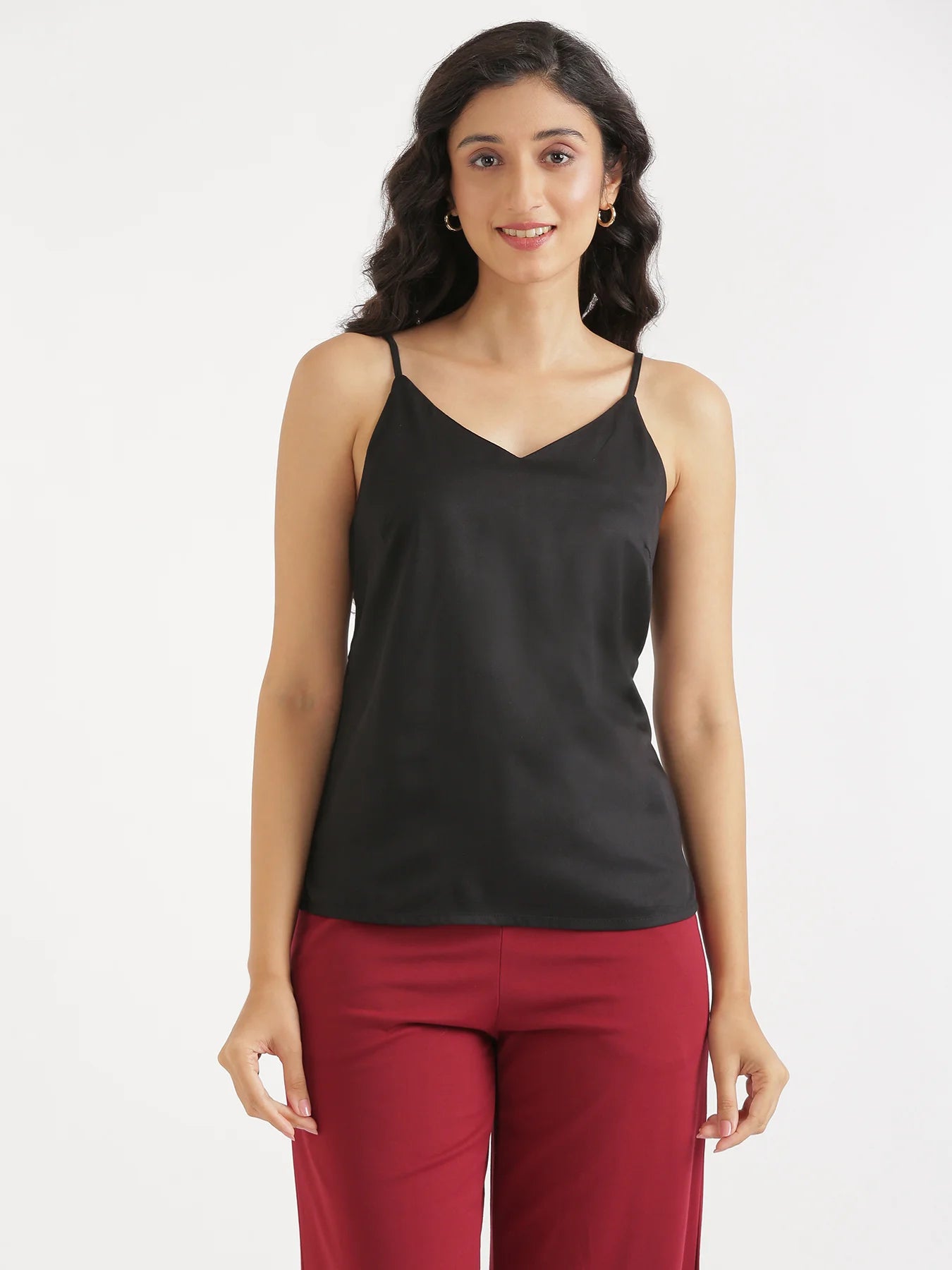 Women Black Flowy Camisole Top