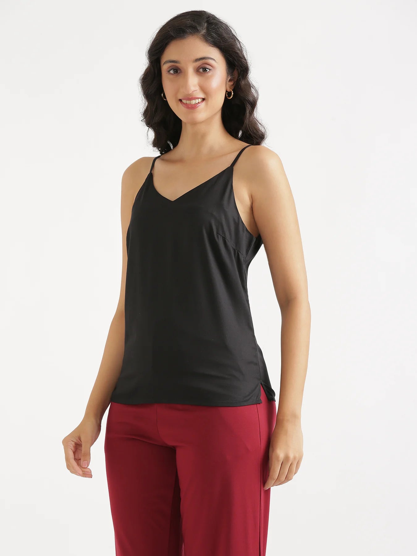 Women Black Flowy Camisole Top