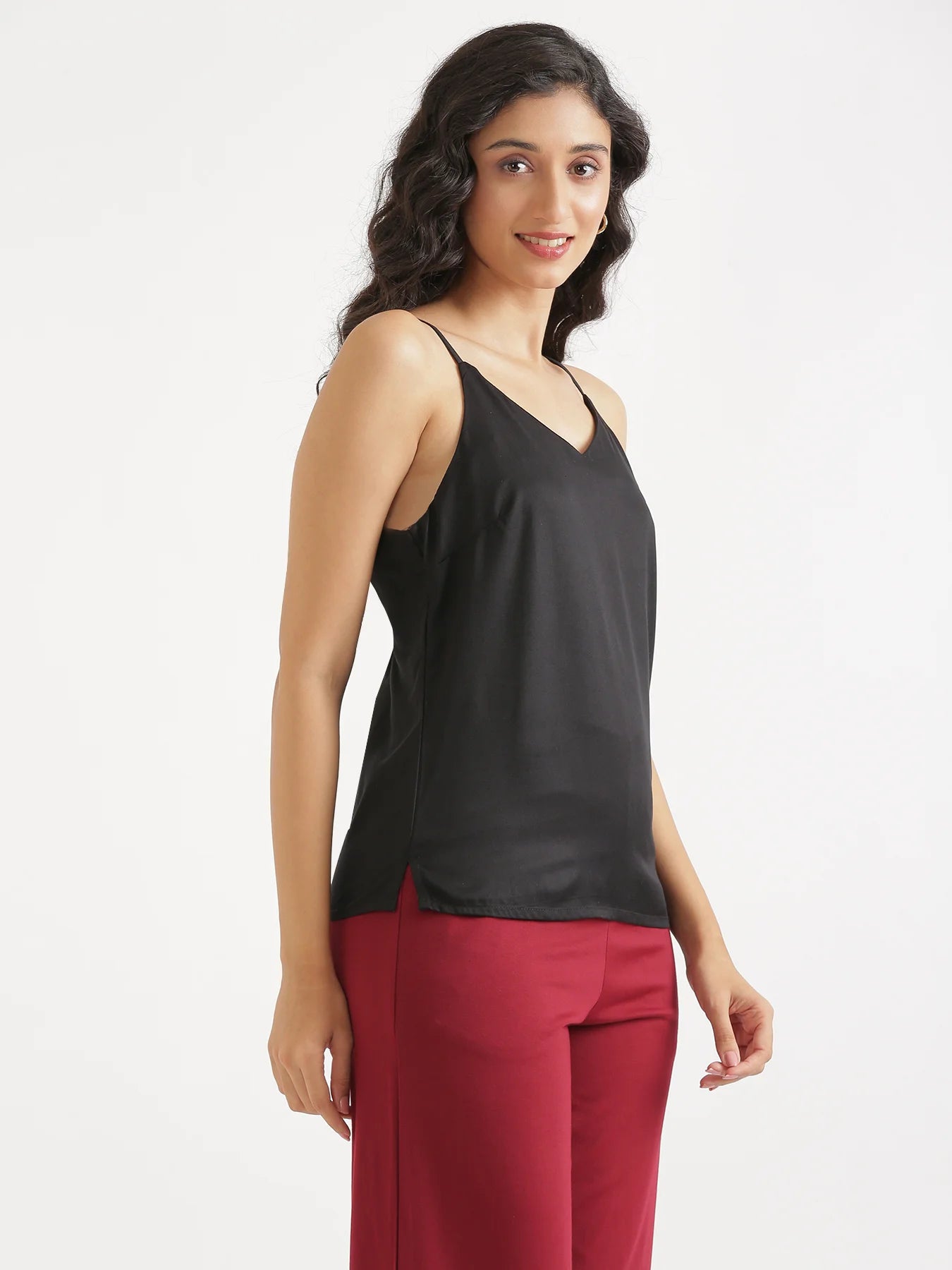 Women Black Flowy Camisole Top
