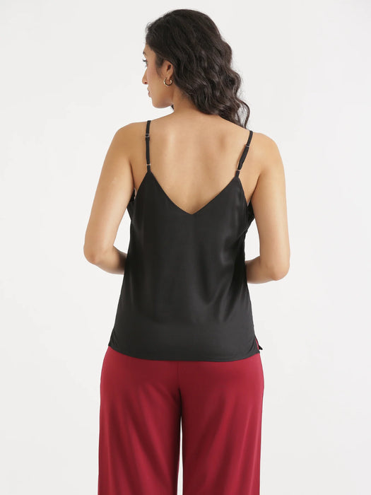 Women Black Flowy Camisole Top
