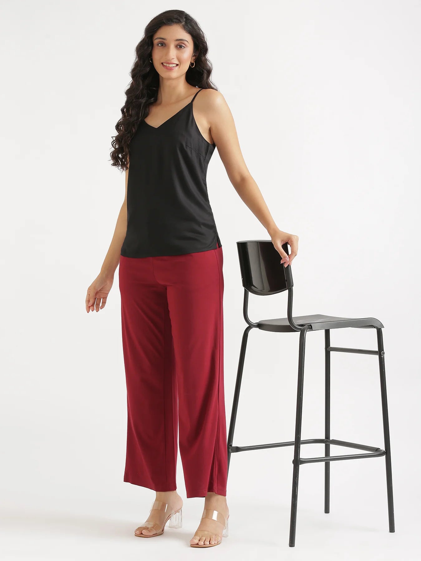 Women Black Flowy Camisole Top